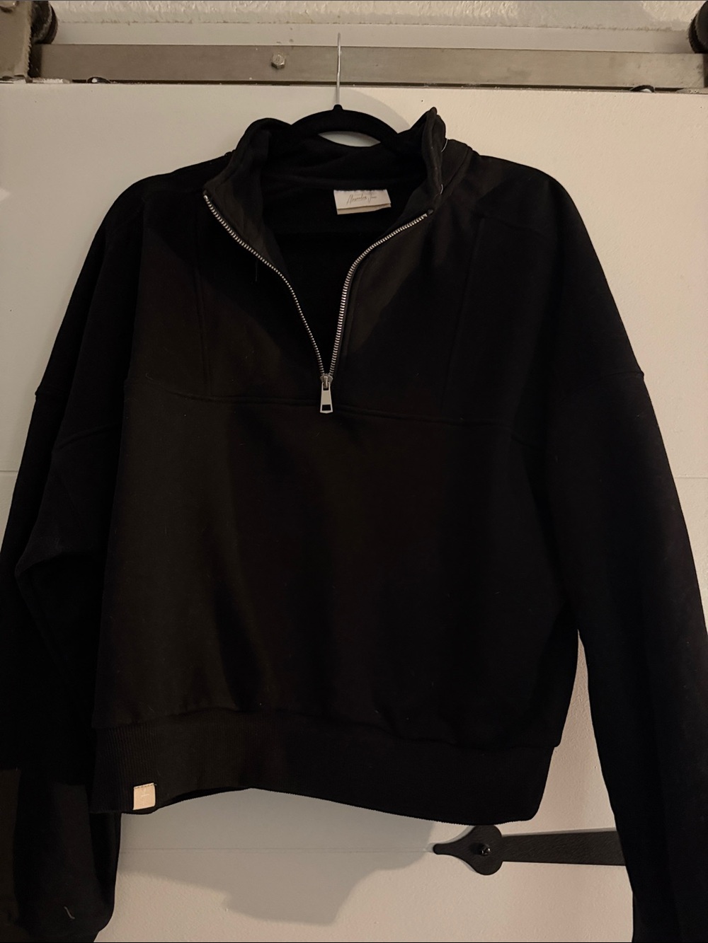 Women's Black Half-Zip Pullover Jacket - Contemporary Zip-Up